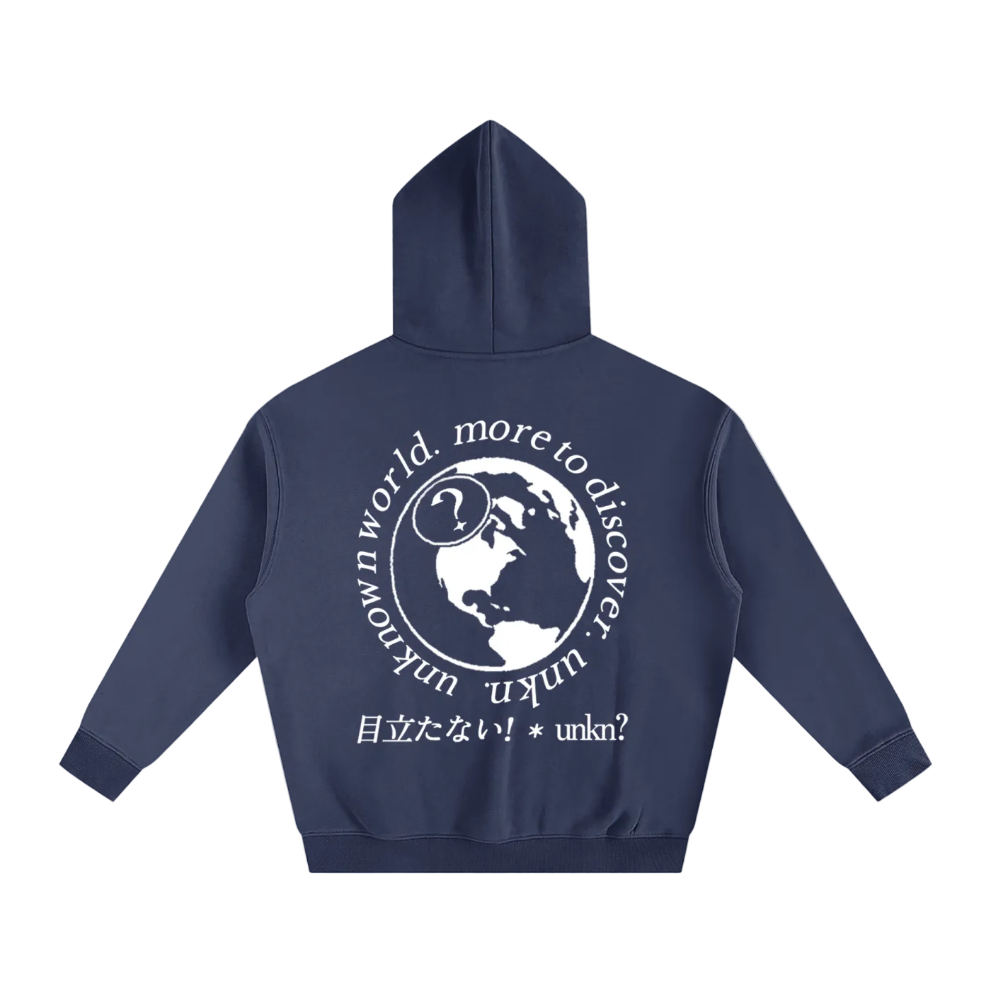 Globe Series Fleeced Hoodie WHT