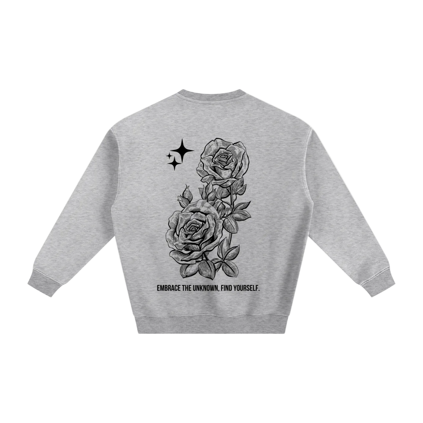 Retro Roses Fleeced Sweatshirt BLK