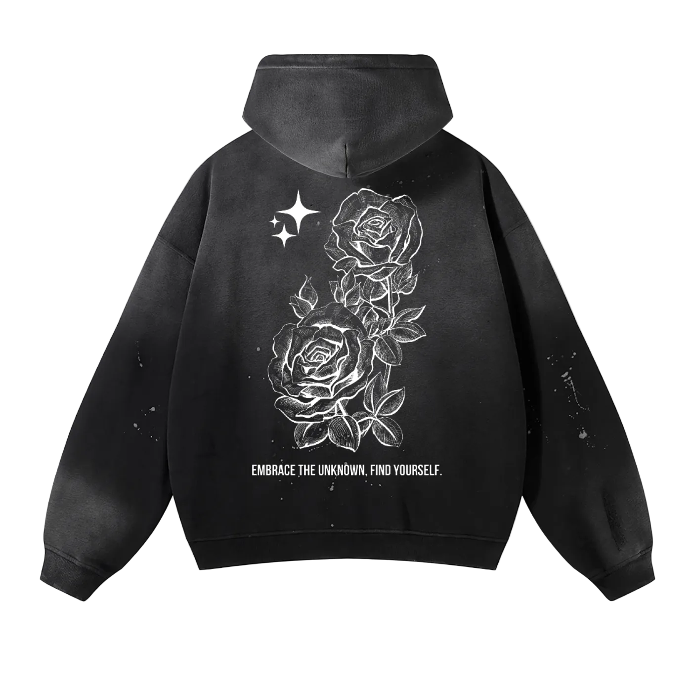 Retro Roses Frayed Fleece Hoodie