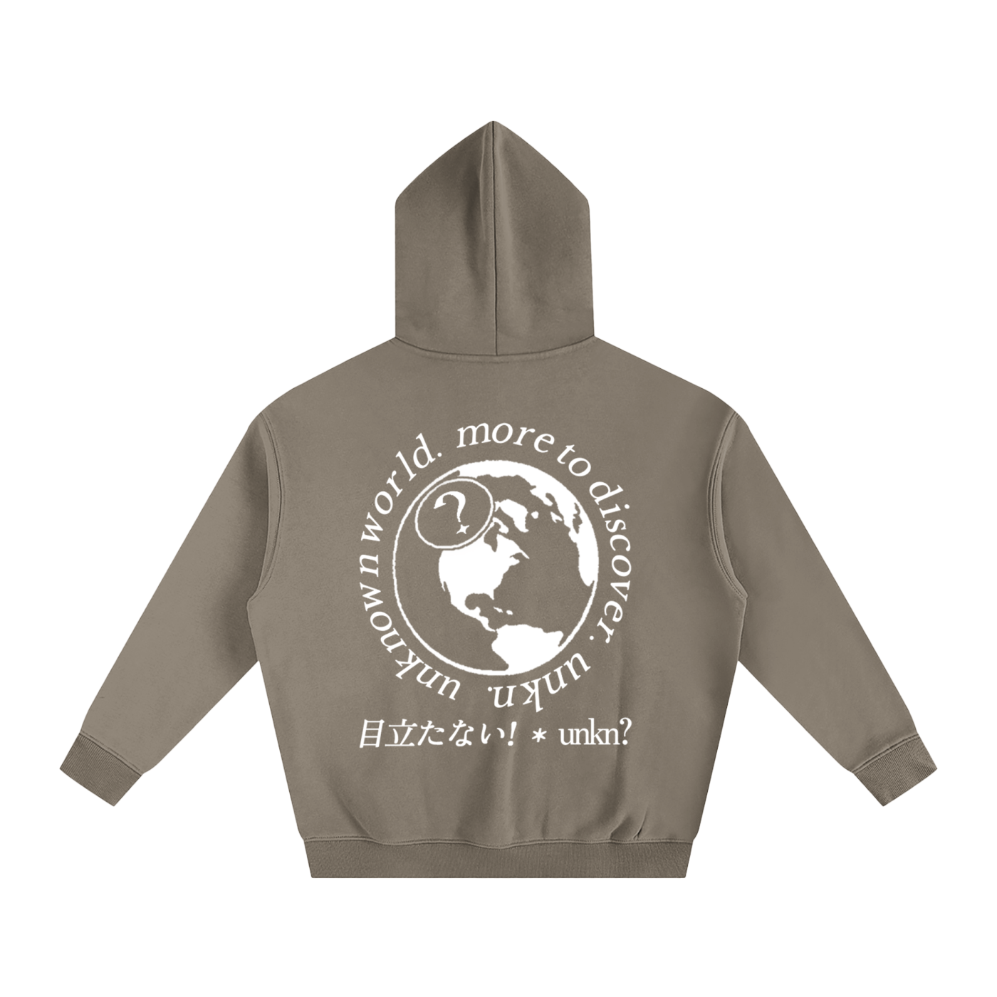 Globe Series Fleeced Hoodie WHT