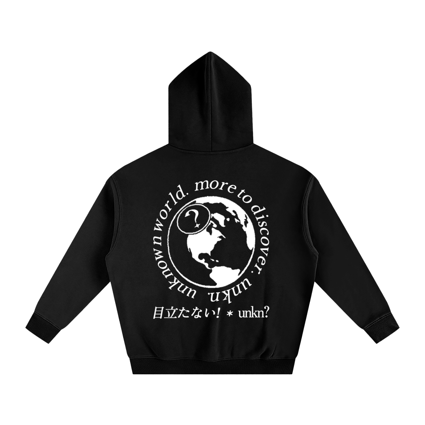 Globe Series Fleeced Hoodie WHT