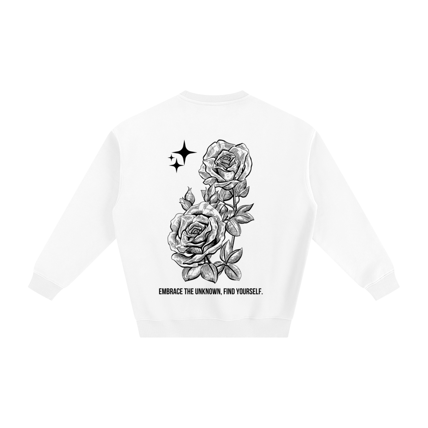 Retro Roses Fleeced Sweatshirt BLK