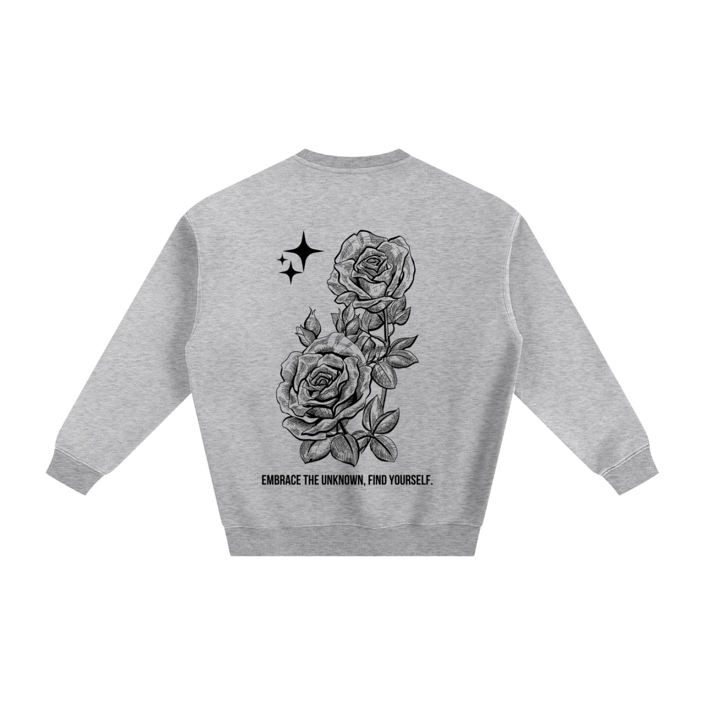 Retro Roses Fleeced Sweatshirt BLK