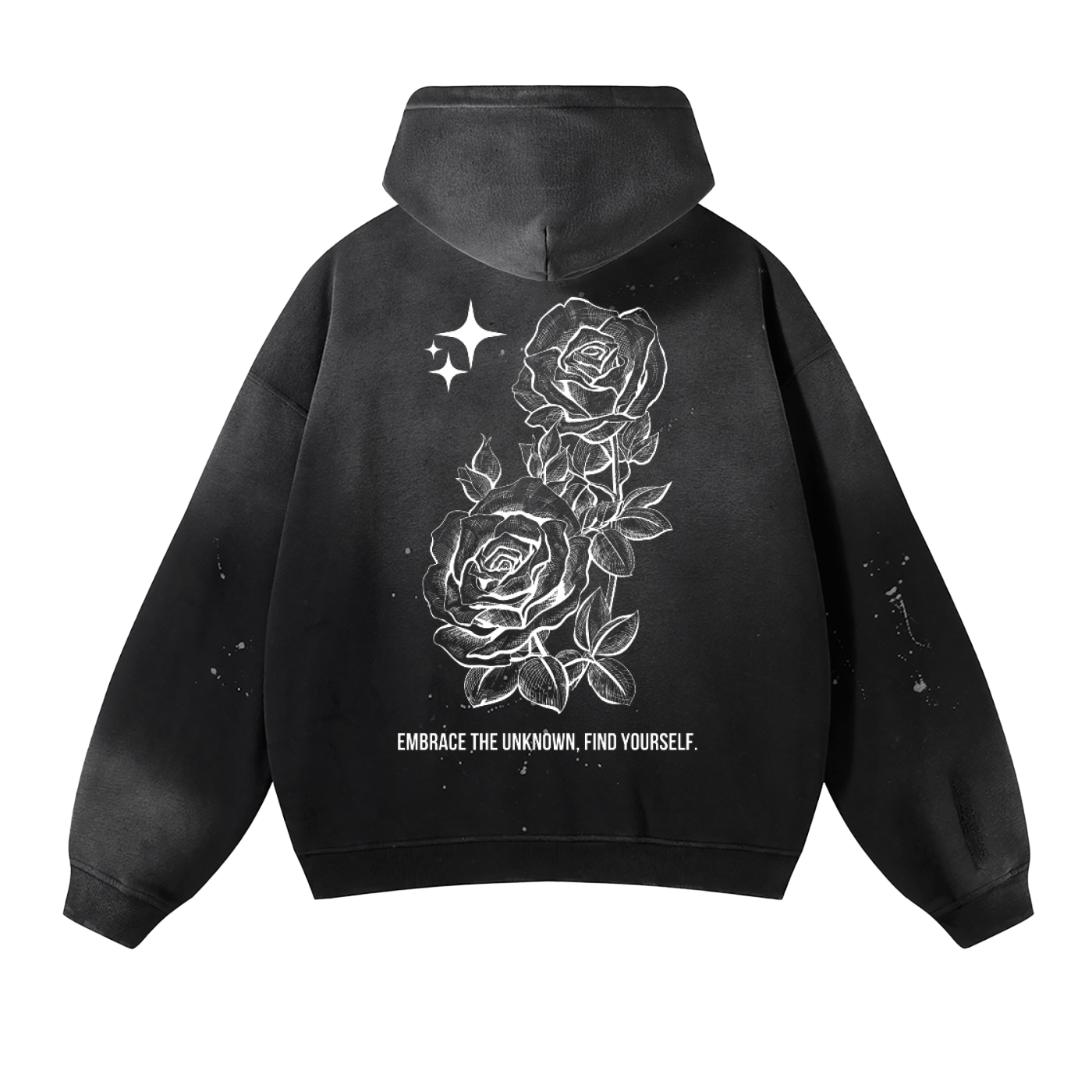 Retro Roses Frayed Fleece Hoodie